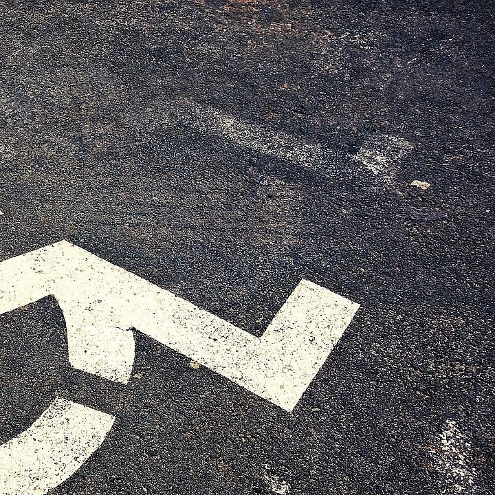Wheelchair symbol on street